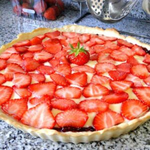 tarta de crema y fresas sin azúcar