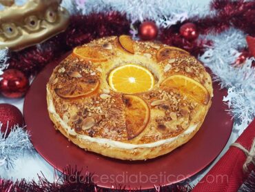 Roscon de reyes sin azucar relleno de crema