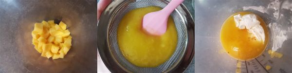 Crema fria de mango con fresas - Preparacion