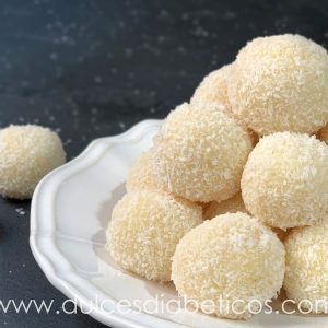 Trufas de coco y chocolate blanco sin azucar